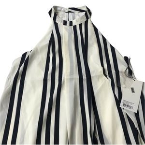 Bishop + Young High Neck Navy/White Stripe Tank